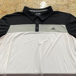 Adidas Men's Black, Gray, and White Polo Shirt